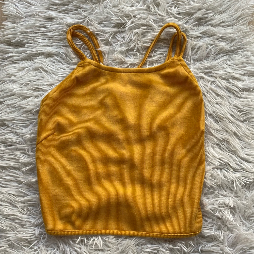 Mustard strappy backless tank top